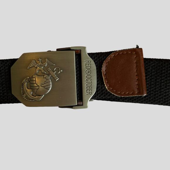 Red October military canvas and brass belt - Picture 2 of 4